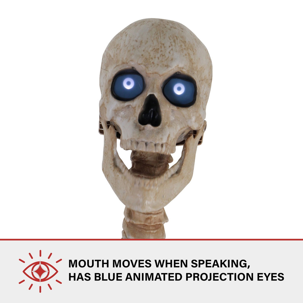 8 ft Tall Motion-Activated Towering Skeleton, Premium Talking Halloween Animatronic Decoration, Plug-In, HHTWRSKEL-2FLSA