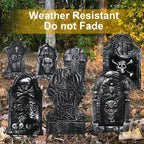 Halloween Foam RIP Graveyard Tombstones, 7Pack(3 x L-Size + 4 x XL-Size) Foam Tombstone for Halloween Party Outdoor Decorations