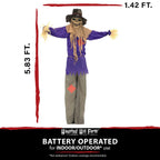 6 ft Standing Halloween Scarecrow Yard Decoration with LED Green Eyes, HHSCR-5FLS