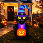 Toiyjofe 6ft Halloween Inflatable Black Cat with Jack-o'-Lantern & LED Lights, Trick-or-Treat Yard Decoration with Witch Hat for Outdoor Lawn & Porch