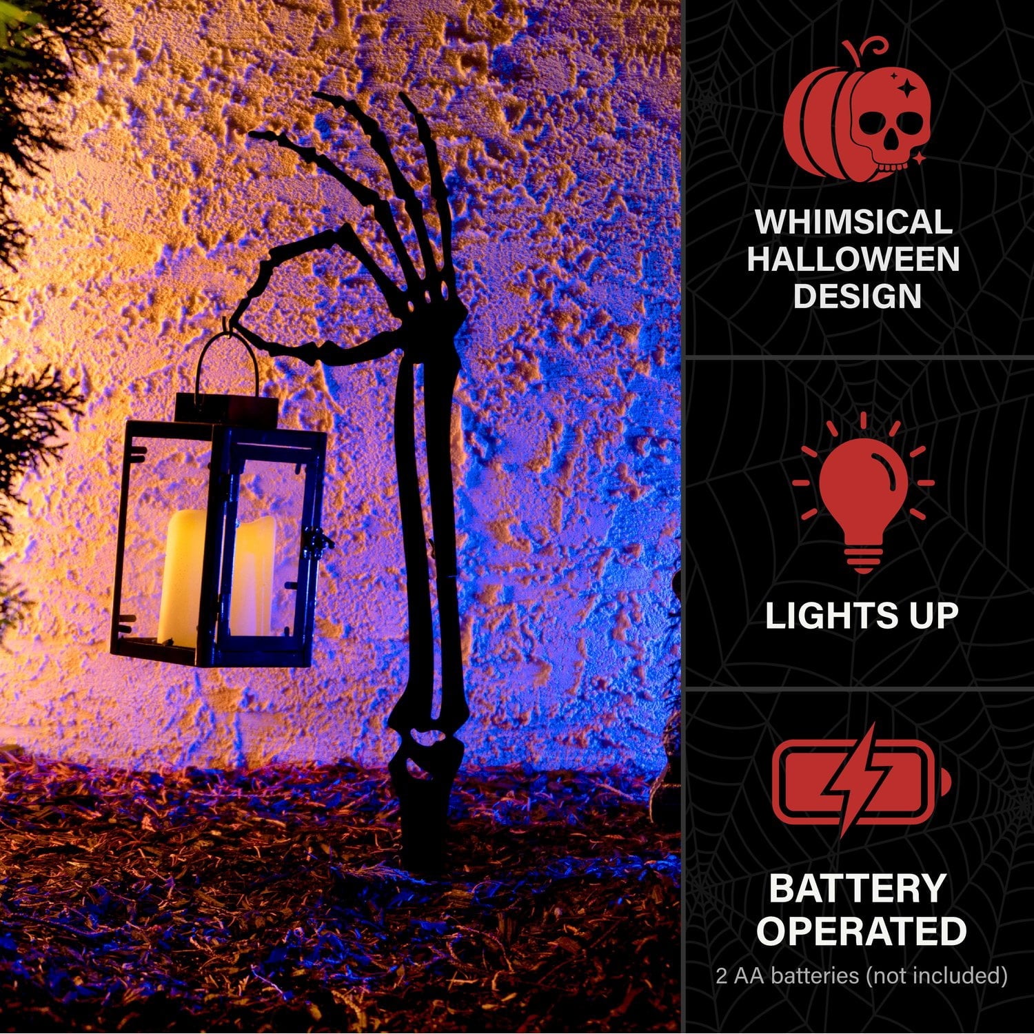Zombie Hand Black Halloween Décor with Lantern, LED & Stake, 2.3-Ft