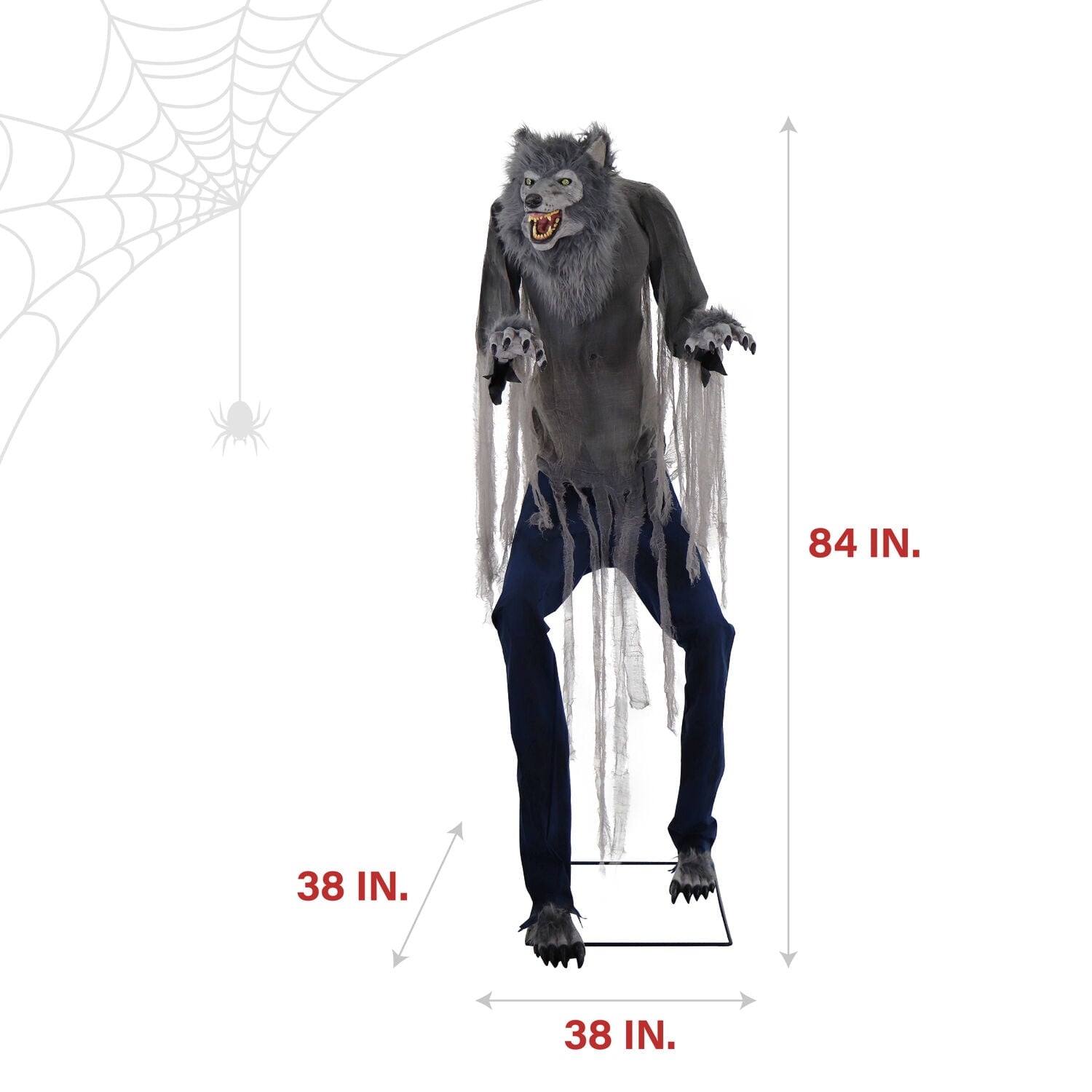 7 ft Tall Motion-Activated Towering Werewolf, Premium Halloween Animatronic, Plug-In, HHTWRWOLF-1FLSA