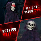 6' Halloween Decorations Animatronics Grim Reaper, Sound-Actived Party Deco for Garden Yard Lawn