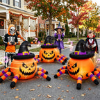 (2 pack) 2.6ft Remote Control Halloween Inflatable with Music Lights,Pumpkin Spider Car Blow ups Rc Car,Indoor Outdoor Decorations