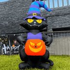 Toiyjofe 6ft Halloween Inflatable Black Cat with Jack-o'-Lantern & LED Lights, Trick-or-Treat Yard Decoration with Witch Hat for Outdoor Lawn & Porch