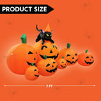 7 ft Halloween Inflatable Long Pumpkin with Witch's Cat Decorations Inflatables with Build-in LEDs,Halloween Decor Outdoor Blow Up Yard Decorations