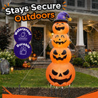 8ft Halloween Inflatable, Stacked Pumpkins with Witch Hat and Built-in LED Lights, Outdoor Blow up Yard Decor for Lawn, Garden, Porch and Halloween Party, Orange