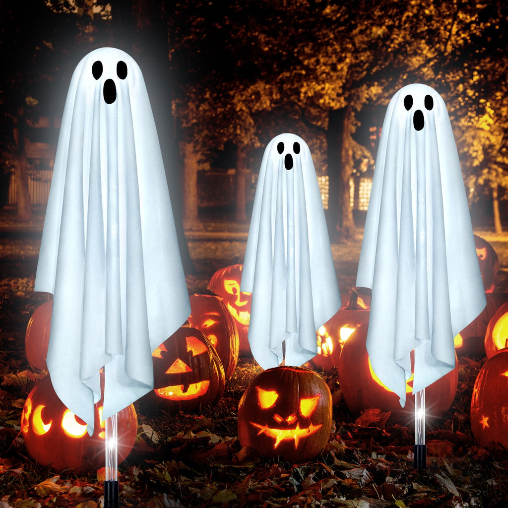 Halloween Decorations Outdoor, 6 pack Light up Spooky Ghosts with 8 Modes LED Light - Scary Standing Ghosts Decor for Front Door Porch Yard Home Party