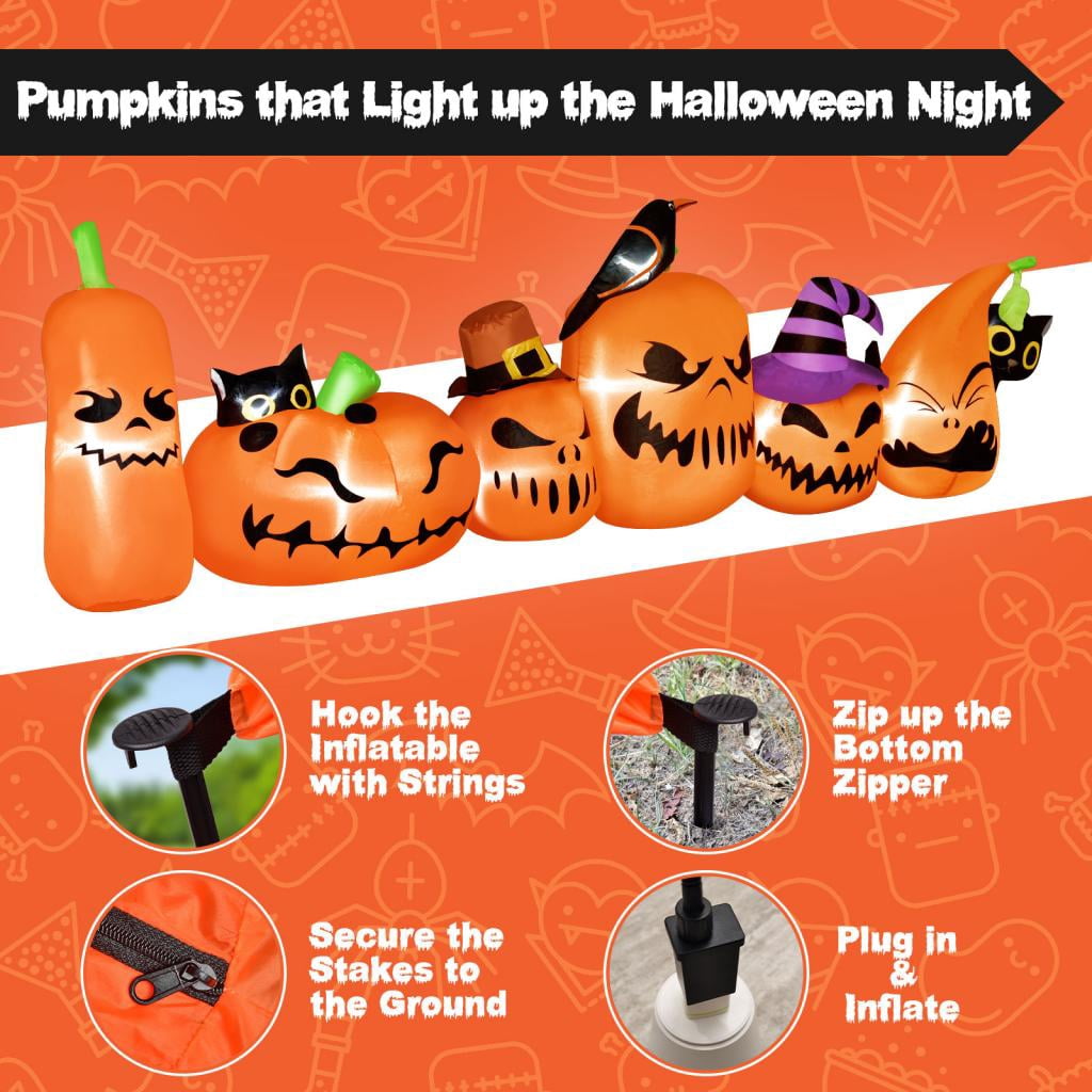 7 Ft Halloween Inflatables Pumpkin Outdoor Decoration Build-in LED Lights Blow Up for Outdoor, Yard, Indoor, Grden, Lawn Decoration, Orange