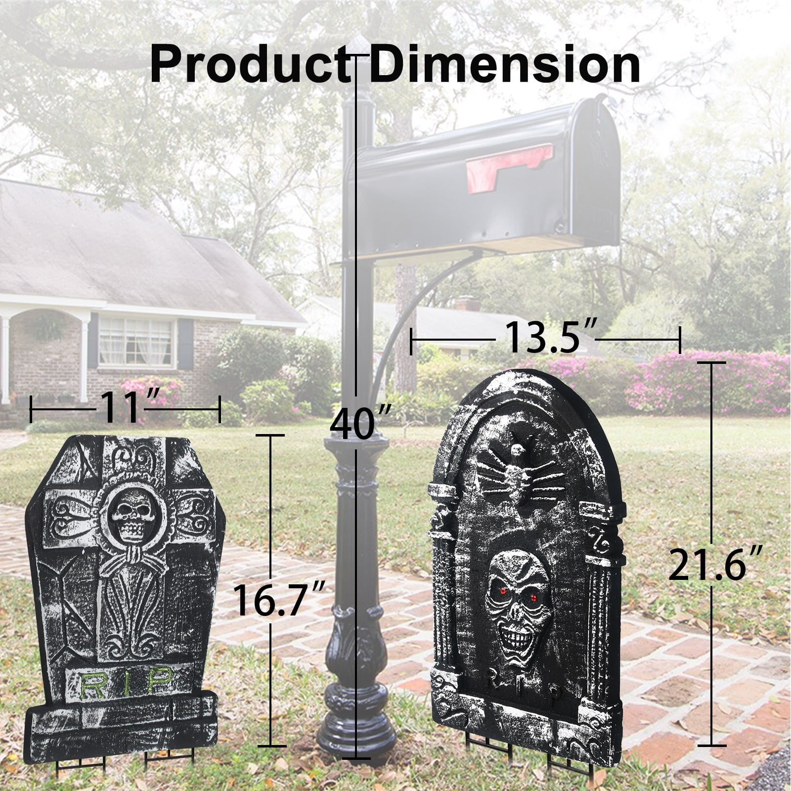 Halloween Foam RIP Graveyard Tombstones, 7Pack(3 x L-Size + 4 x XL-Size) Foam Tombstone for Halloween Party Outdoor Decorations
