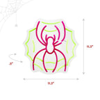 Spider with Web Pink & Green Halloween Décor with Neon LED Lights, 0.9-Ft