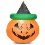 Patiojoy Halloween Decoration 4 Ft Blow-up Inflatable Pumpkin With Witch Hat LED Bulbs Yard