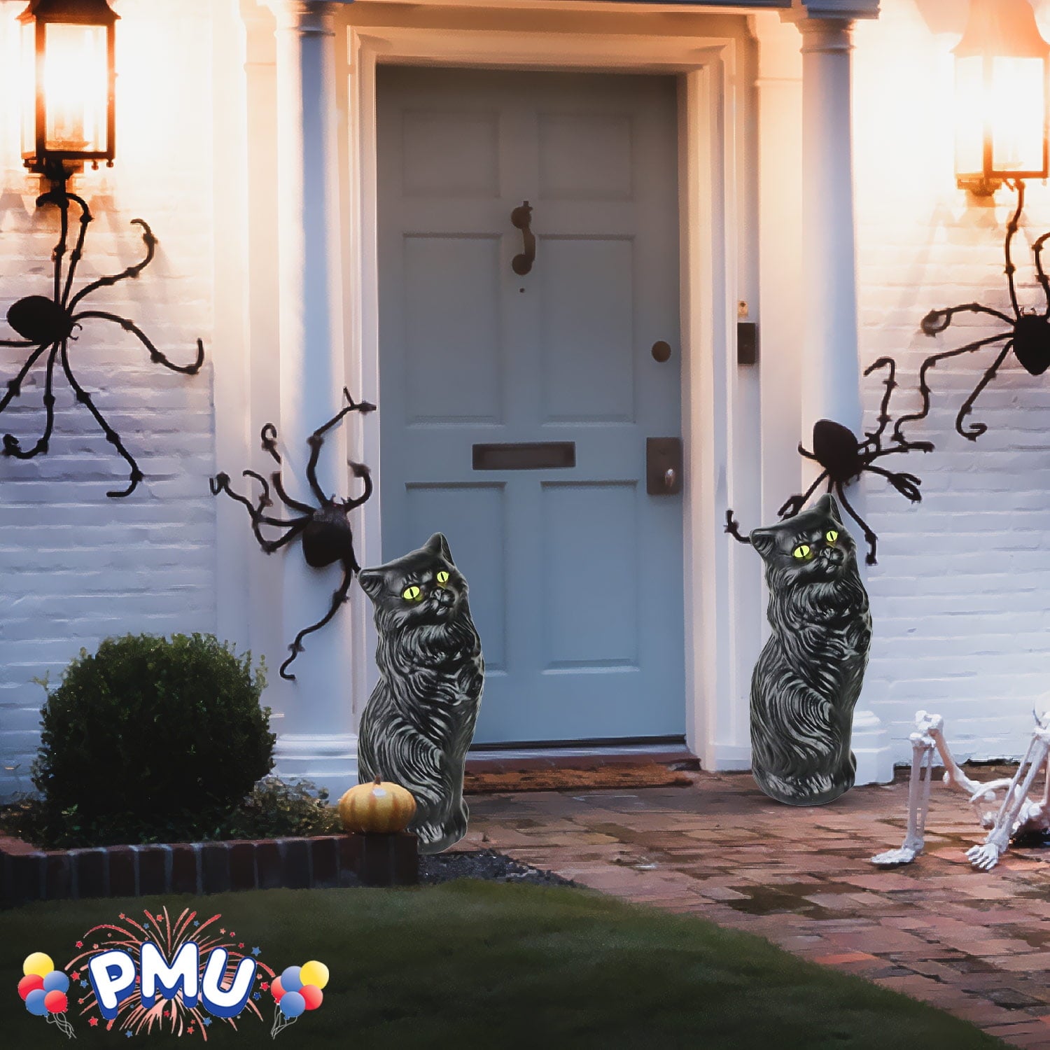PMU Halloween Black Cat - Blow Mold Plastic Cat Statue - Perfect Décor for Halloween, Home, Yard, Lawn, Garden, Indoor and Outdoor - Best for Party Favors and Supplies - (Yellow Eyes) 17 Inch Pkg/1