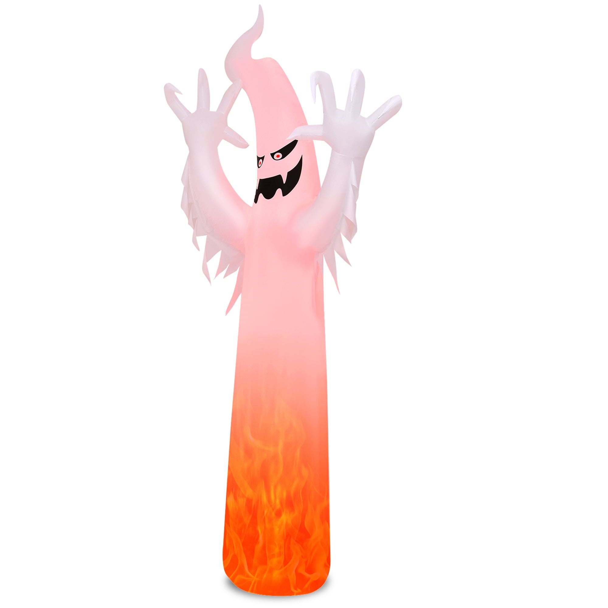 Gymax 12ft Inflatable Halloween Ghost Blow Up Decoration w/ Built-in Flame Light