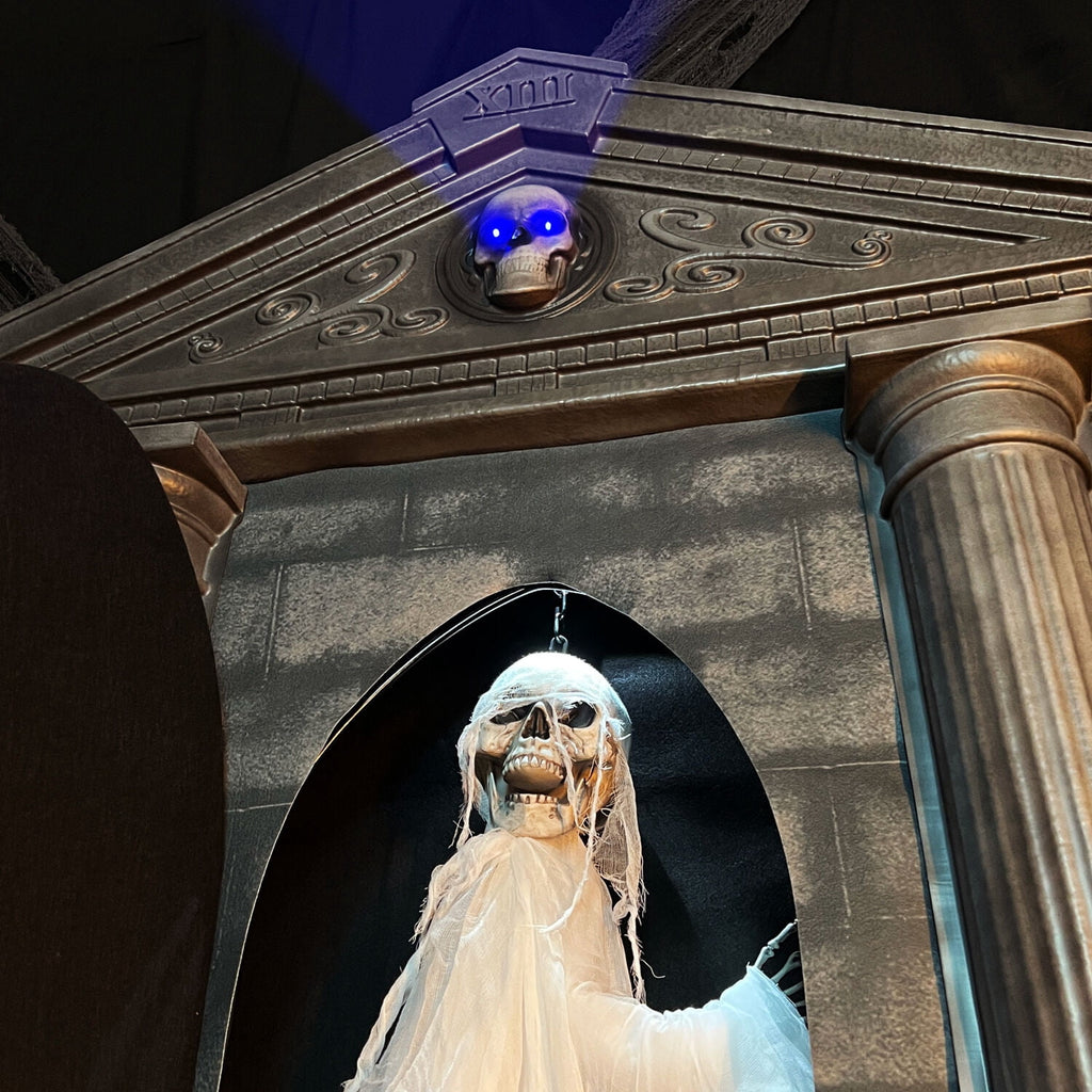 6.7 ft. Motion-Triggered Mausoleum Halloween Animatronic by Tekky, HHMAUSOLEUM-1FLSA