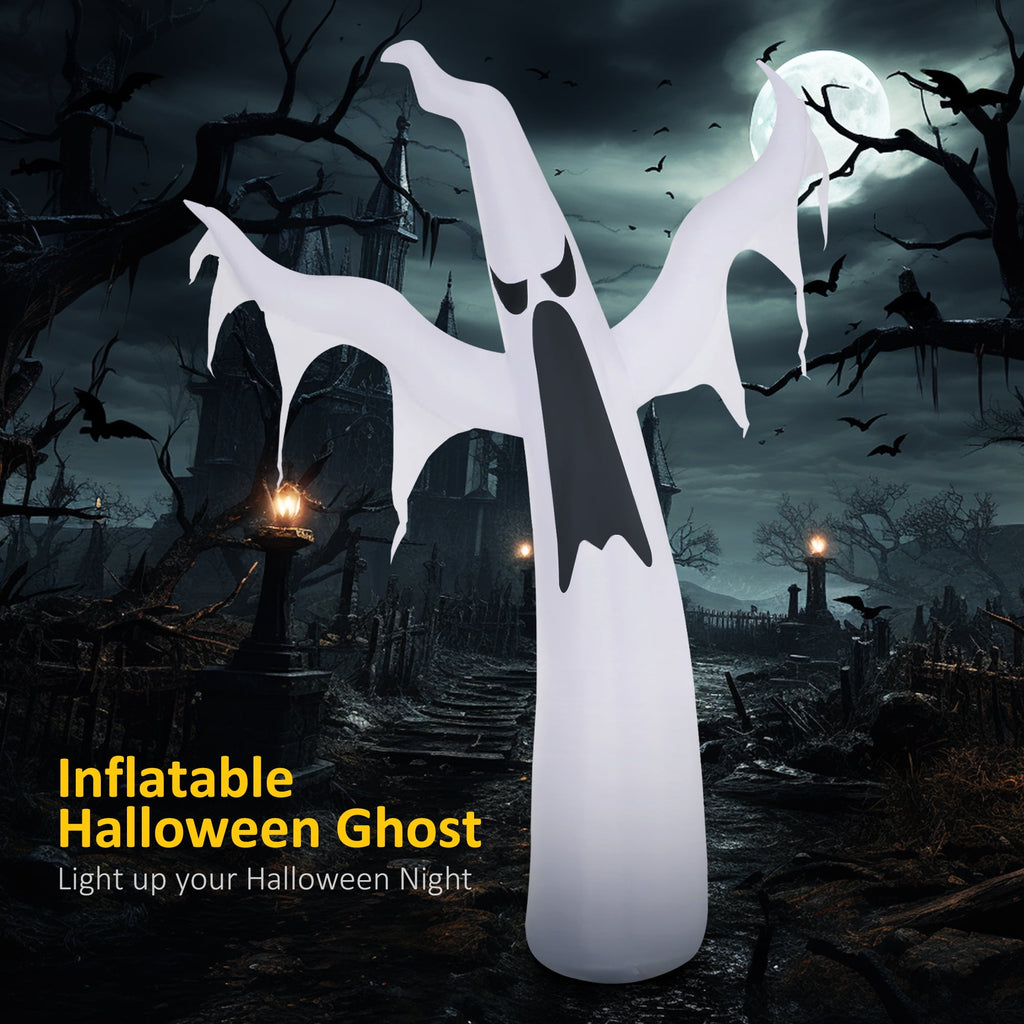 HOMCOM Halloween Inflatable Ghost with LED Lights for Garden Indoor Outdoor