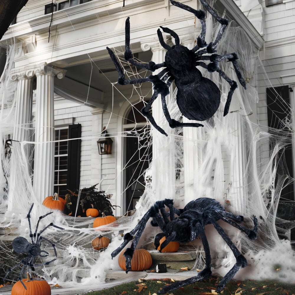 45inch Giant Spider Halloween Decorations,Scary Spider Halloween Outdoor Party Decorations Props Halloween Yard Decorations,Black