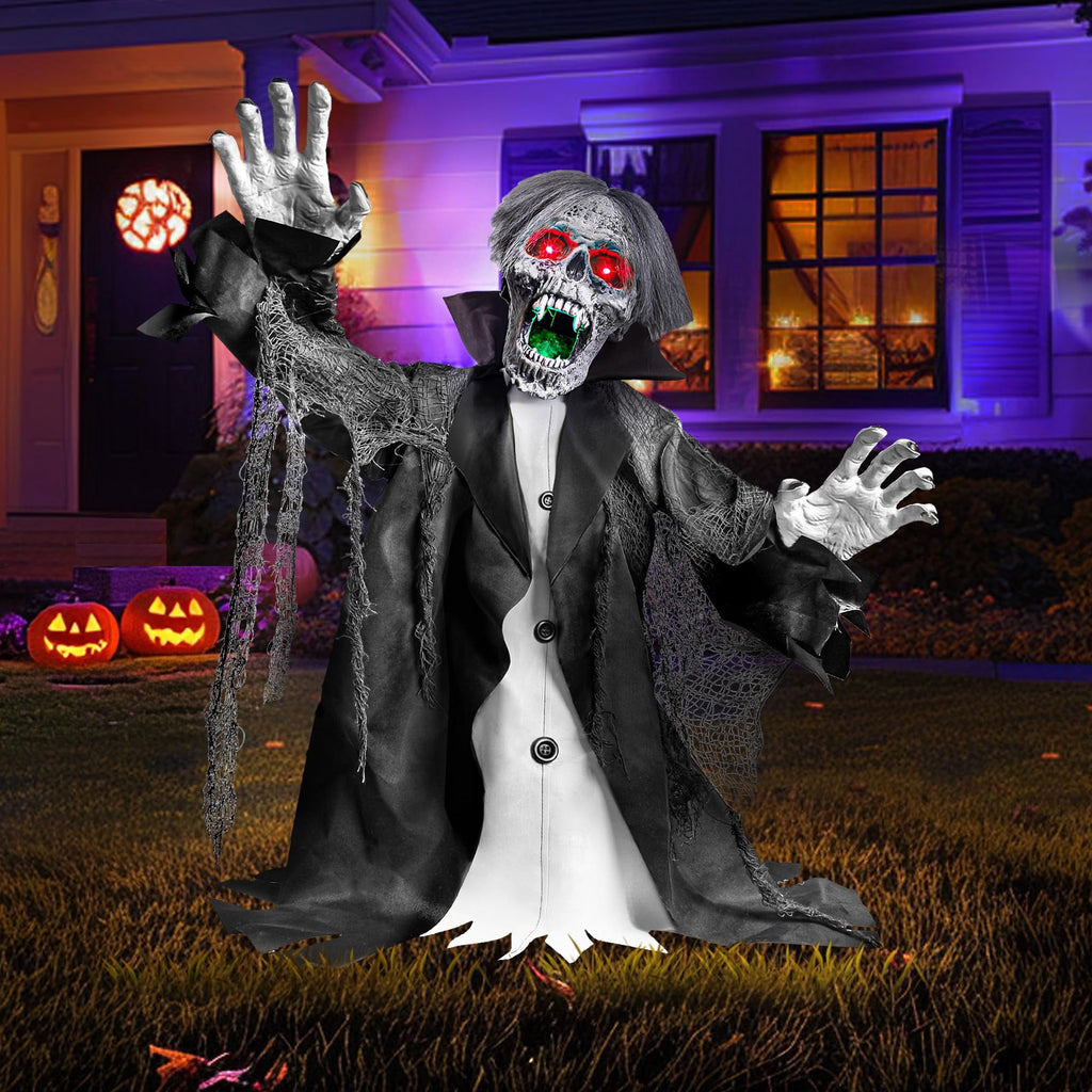 Halloween Zombie Groundbreaker Decorations Outdoor with Light and Sound, 2.3FT Motion and Sound Scary Deco Props for Outdoor,Yard,Lawn,Patio,Haunted House