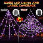 HKKDKTA Halloween Spider Web Lights Decoration, 250 LED Giant Spider Web 16.4ft Light Up Halloween Web Lights for Yard, Porch Decor (Purple)