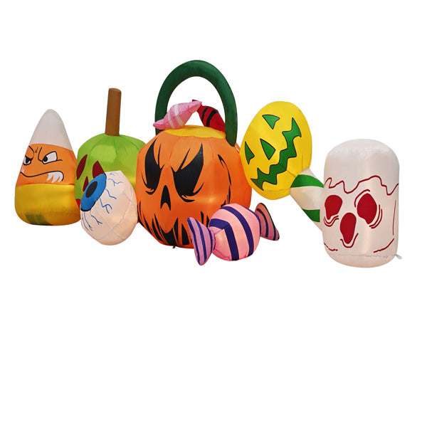 8FT Halloween Inflatable Pumpkin Ghost Scene, Waterproof Polyester, Quick Inflation with Stakes/Ropes for Yard/Garden/Indoor