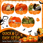 7.5 FT Long Halloween Inflatables Pumpkin Family Lighted,7 Pumpkins Blow Up Yard Decoration, Built-in LEDs, Stakes & Tethers Included for Outdoor Lawn Garden Halloween Decor