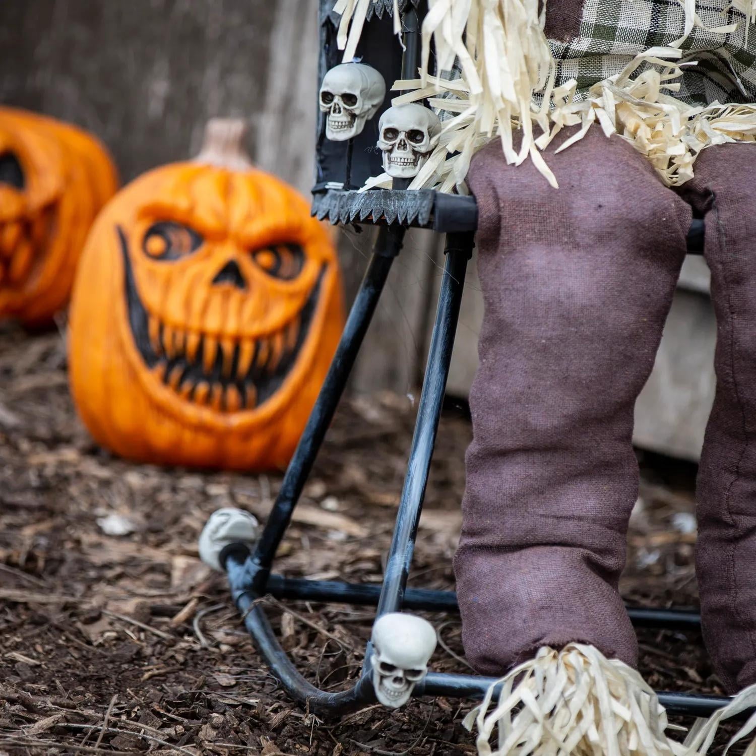 29 1/4" x 47 1/4" Animated Scarecrow on Rocking Chair Halloween Decoration