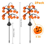 2 packs 40 LEDs Solar Halloween Pumpkin Stake Lights, 2 Modes Outdoor Waterproof Halloween Decorations, Solar Halloween Lights Stakes for Garden Yard Pathway