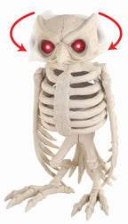 14" Animated Owl Skeleton Halloween Decoration