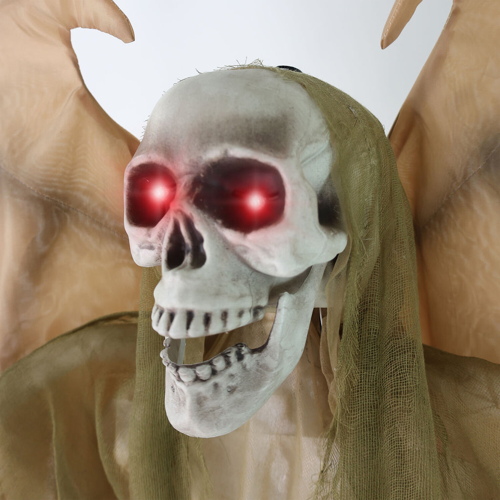 5.5 ft Life-size Animatronic Reaper with Wings, Halloween Decoration, HHWINGSKEL-4FLSA