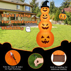 Gymax 8 ft Inflatable Halloween Pumpkins Stack Holiday Decor w/ Built-in LED Lights