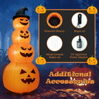 Gymax 8 ft Inflatable Halloween Pumpkins Stack Holiday Decor w/ Built-in LED Lights