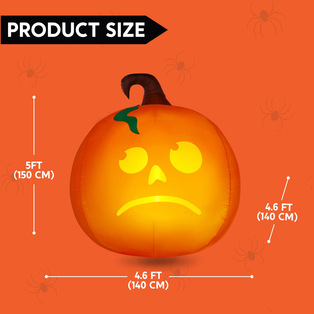5 Ft Tall Halloween Inflatable Pumpkin,Blow Up Pumpkin with Projector Face and Music Lights,Outdoor Decorations for Yard,Garden,Lawn,Party