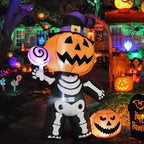 Halloween Inflatables 6 FT Halloween Pumpkin Inflatable with Skull Body, Scary Blow Up Halloween Pumpkin Decoration with LED Lights, Outdoor Halloween Decorations Clearance for Holiday Party