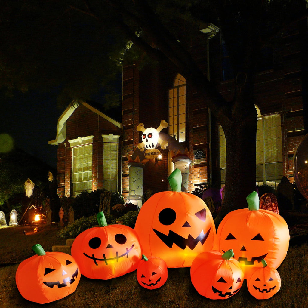 8 ft Halloween Inflatable Pumpkin, Giant Lighted Jack-O'-Lantern Blow Up Yard Decoration Waterproof with LED, Blower, Stakes and Tethers