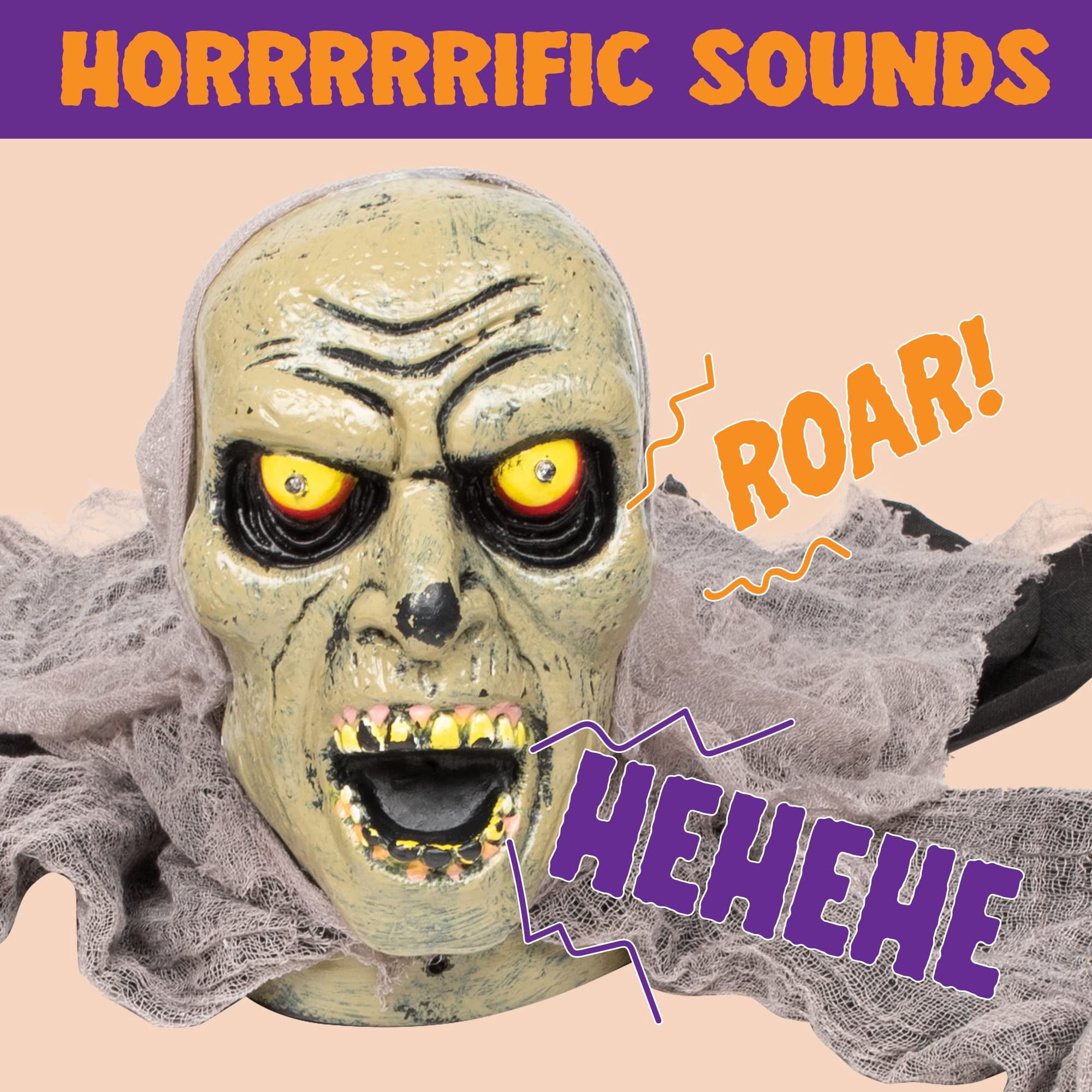 Halloween Groundbreaker Halloween Decorations Zombie with Sound and Flashing Eyes,Outdoor Scary Halloween Yard Decorations