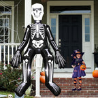 Halloween Inflatables Outdoor Decorations, 10.5FT Sitting Skeleton Halloween Outdoor Inflatables Decorations Skeleton Blow Up Built in Lights Air Pump for Halloween Party Yard Garden Party Supplies