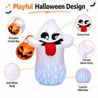 5FT Halloween Inflatable Ghost Holding Pumpkin Lantern, Light-Up Blow Up Outdoor Yard Decoration with RGB LED Lights
