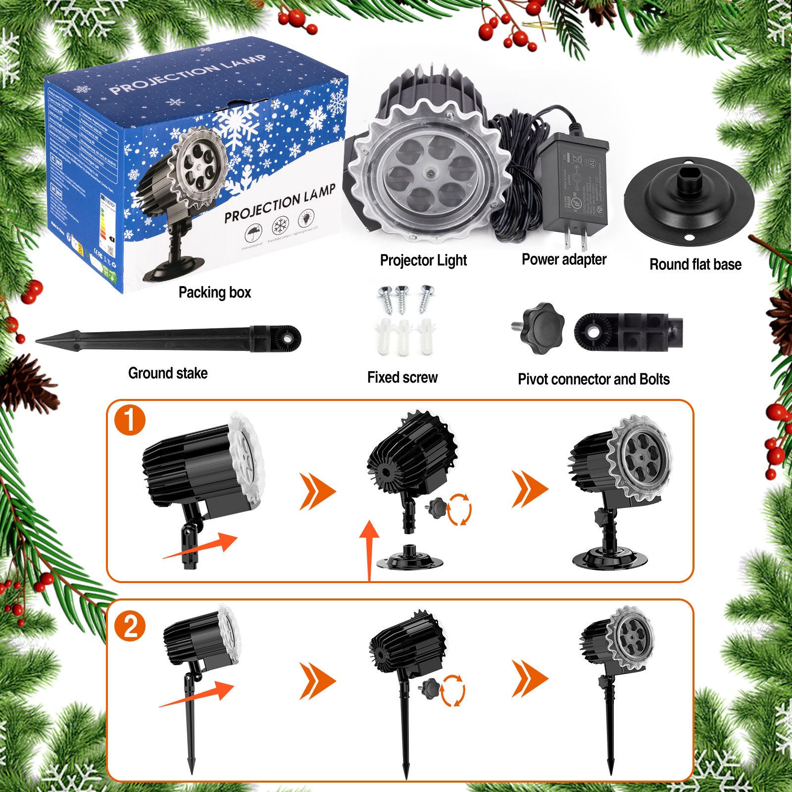 Outdoor high brightness snowflake projection light, holiday decoration ambient light, Christmas Halloween laser light, light show, waterproof function, indoor home, Christmas, wedding Mother's Day