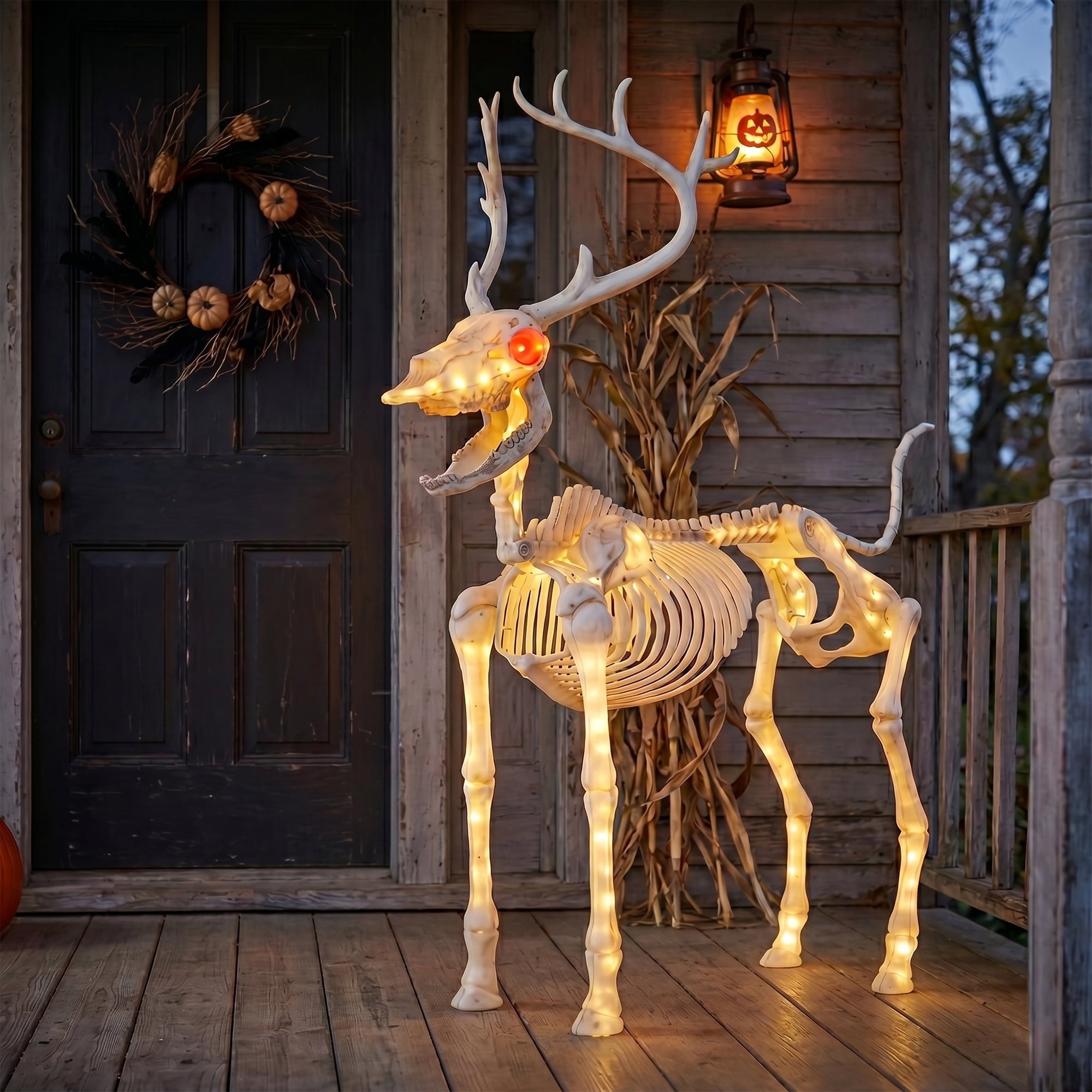 LED Illuminated Deer Skeleton, 60-inch, Halloween Decoration