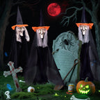 Fun Little Toys 3 Pcs Halloween Witch Decorations, 43" Wicked Witches Decor, Scary Halloween Stakes for Outdoor Graveyard, Garden, Yard, Lawn, Walkway Party Supplies