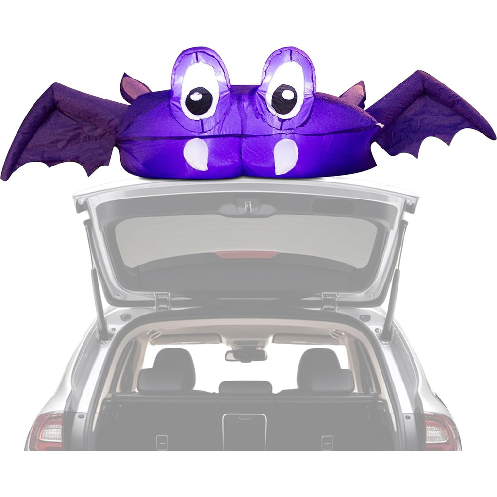 Zone Tech 6 FT Inflatable Bat Car Trunk Decor with Built-in LEDs, Blow Up Decoration for Halloween (1-Pack)
