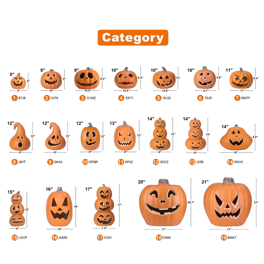 16in Pre-lit Halloween Pumpkin Jack O' Lantern with Bulbs for Porch, Front Door, Fireplace, Outdoor Decor