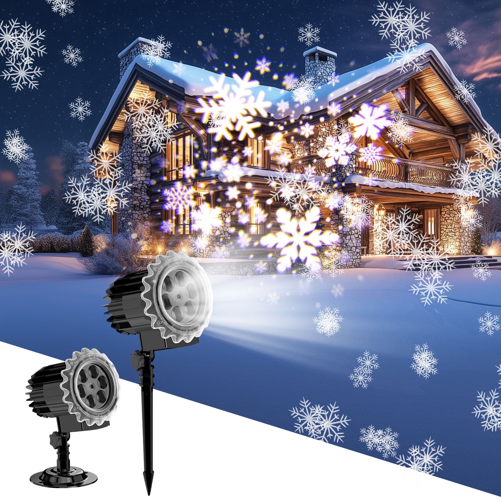 Outdoor high brightness snowflake projection light, holiday decoration ambient light, Christmas Halloween laser light, light show, waterproof function, indoor home, Christmas, wedding Mother's Day