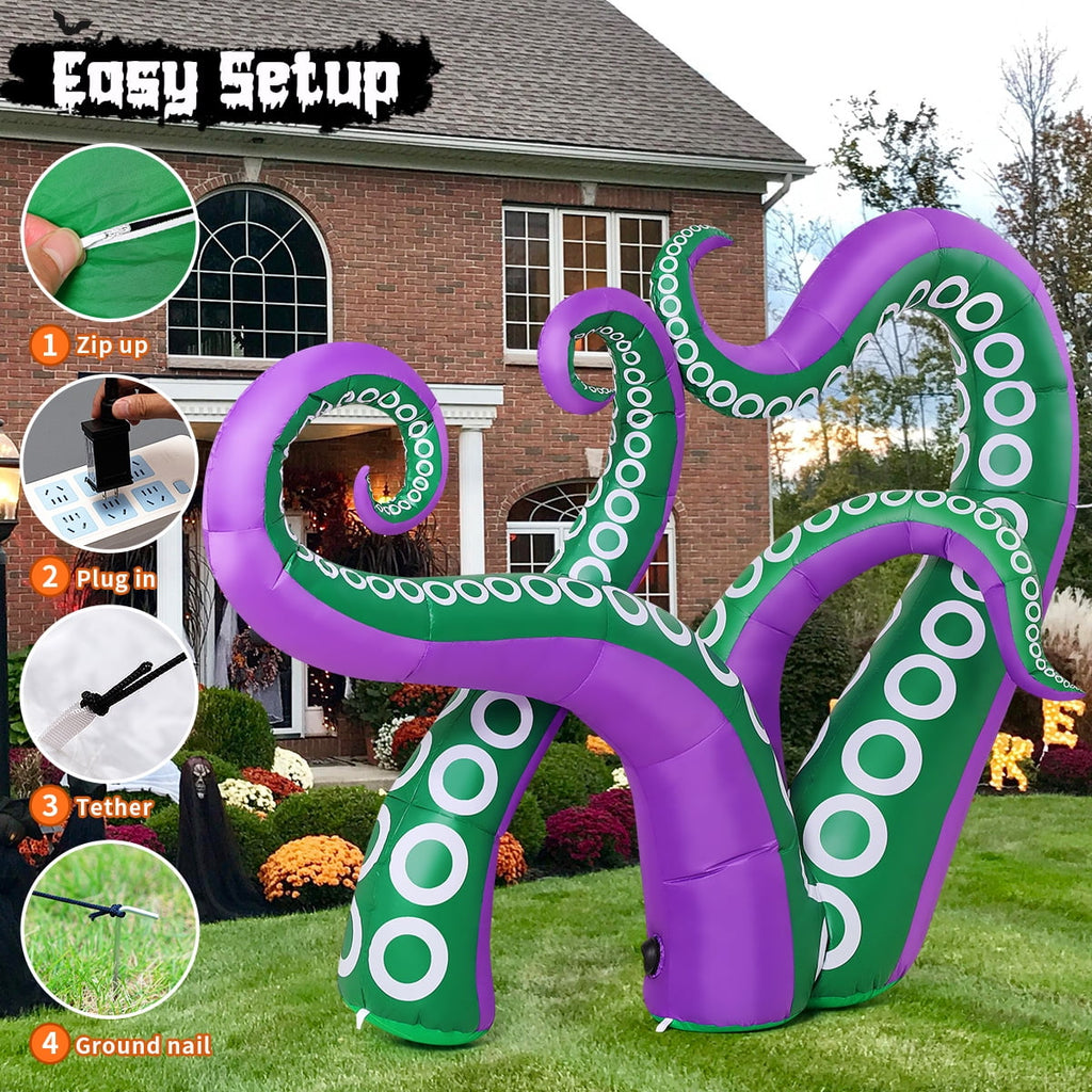 Halloween Inflatables 7.2 FT Octopus Tentacles Inflatable with Built-in LEDs, Halloween Inflatable Octopus Blow Up Octopus Tentacles, Outdoor Halloween Decorations Clearance for Holiday Party