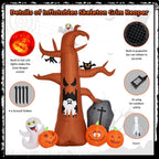 Coolmade 8 ft Halloween Inflatable Outdoor Dead Tree with Ghosts Pumpkins Tombstone Bat, Halloween Blow Up Yard Decorations Clearance with Build-in LED Lights for Holiday Party Lawn Yard Garden