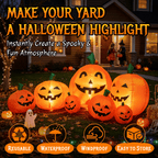 7.5 FT Long Halloween Inflatables Pumpkin Family Lighted,7 Pumpkins Blow Up Yard Decoration, Built-in LEDs, Stakes & Tethers Included for Outdoor Lawn Garden Halloween Decor