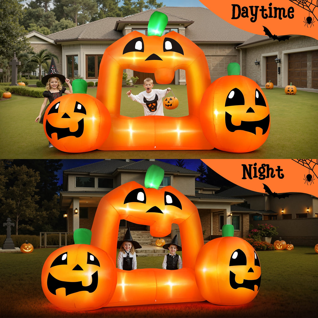 8.5FT Halloween Inflatable,Pumpkin Photo with Lights for Party Yard Decorations