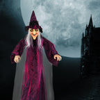 Halloween Witch Hanging Animated Screaming Witch w/ Pre-Recorded Sound, LED Eyes for Yard Outdoor Home Garden