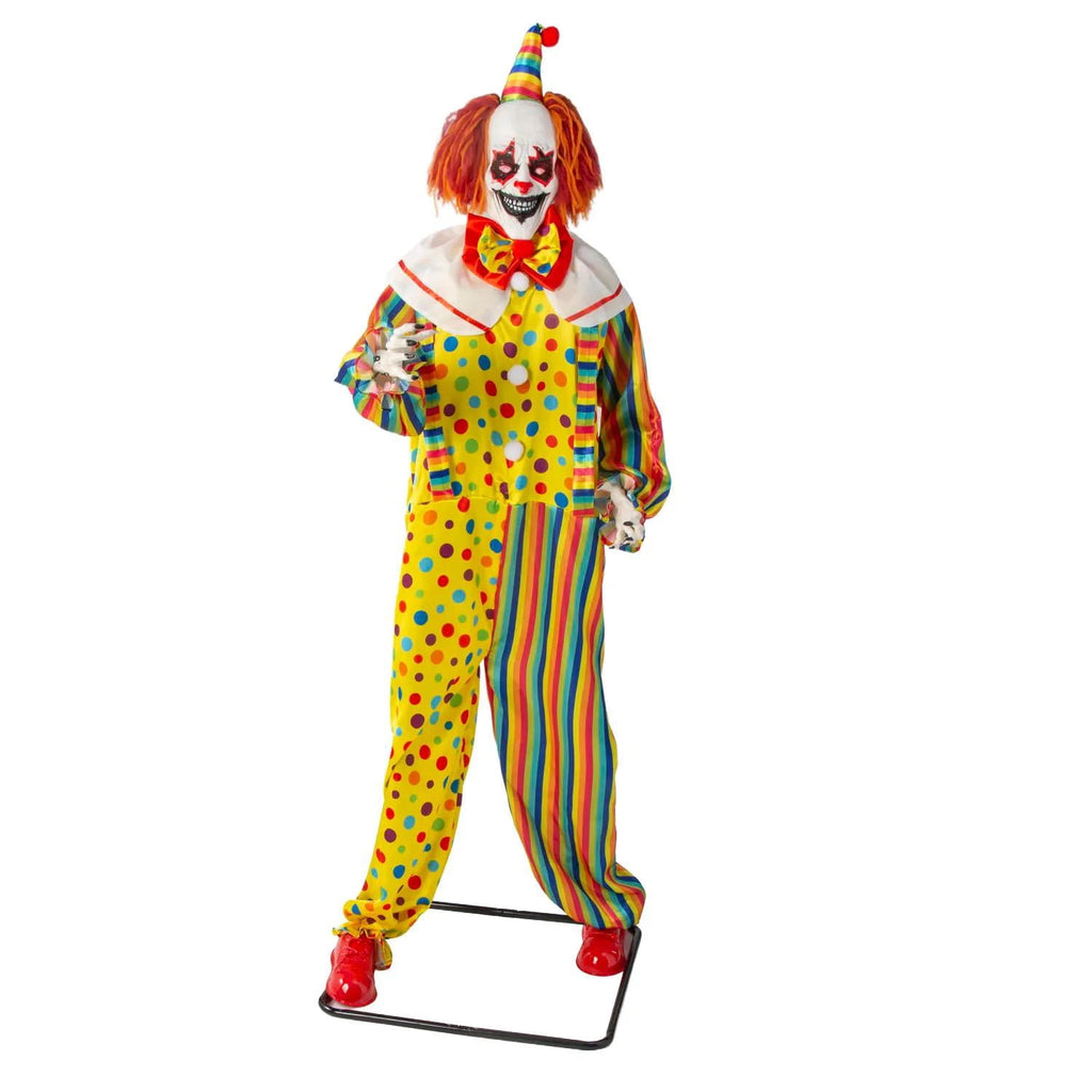 6 Ft. 2 3/4" Animated Standing Light-Up Multicolor Clown Halloween Decoration