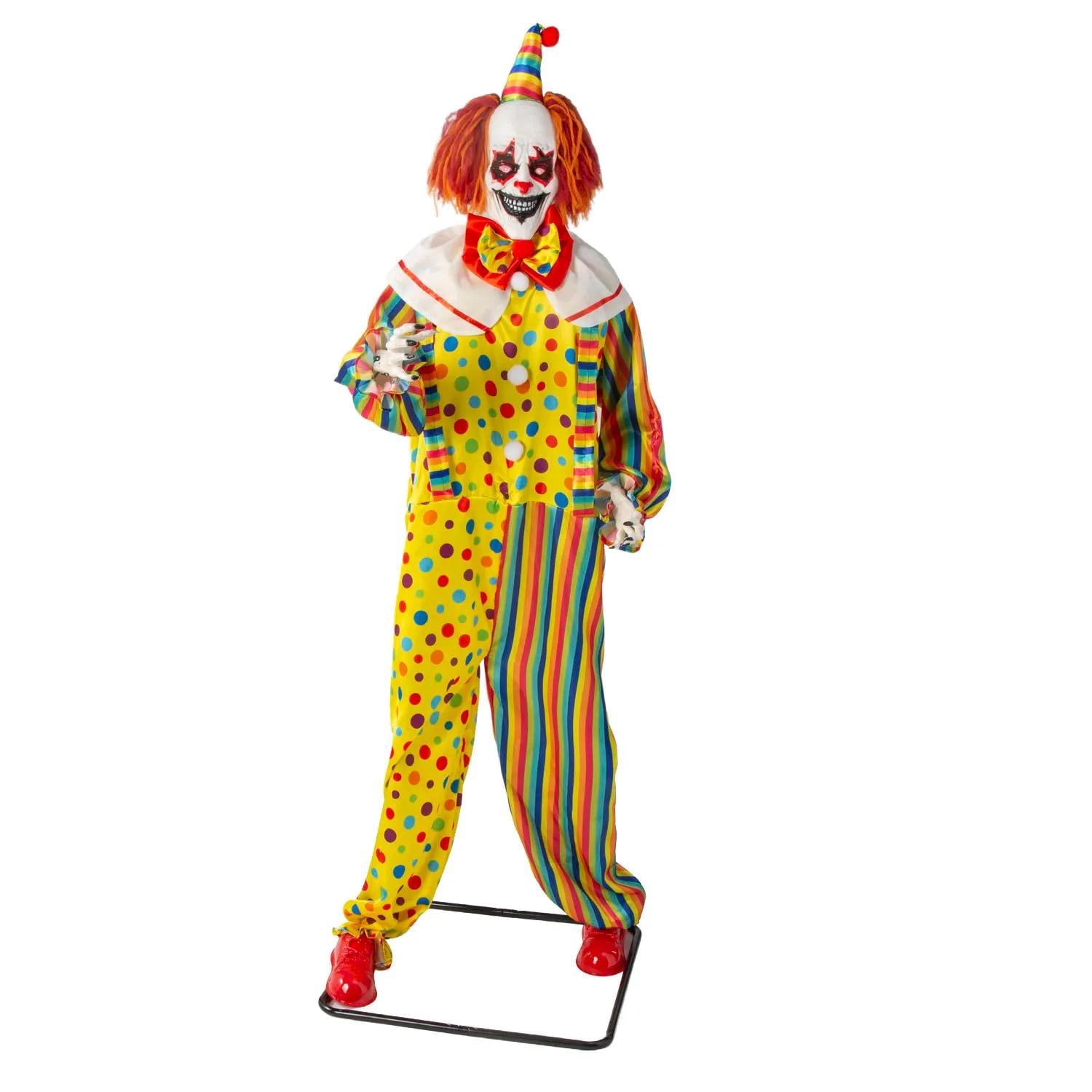 6 Ft. 2 3/4" Animated Standing Light-Up Multicolor Clown Halloween Decoration